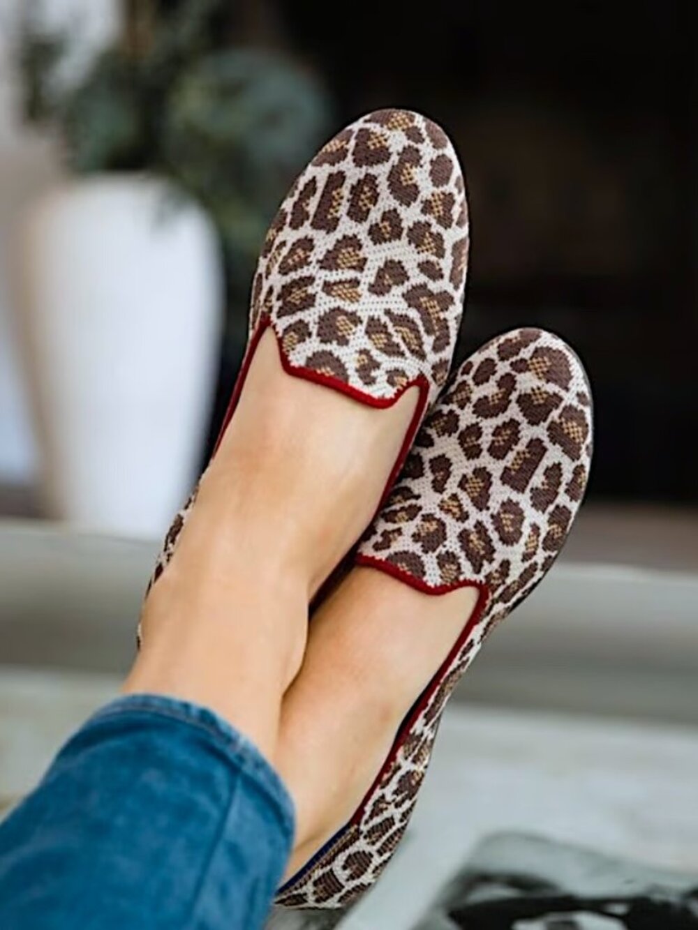 Rothy's The Loafer in Mocha Spot Leopard Print Women's Slip On Shoe Size 6.5